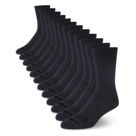 Men's Cushion Crew Socks ��� 12-Pack Athletic Fit, Arch Support, Moisture-Wicking, Size 6���12, Black/White