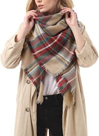 Womens Fall Winter Scarf Plaid Tassel Soft Warm Blanket Scarves Womens Shawl Wraps