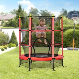 5.3' Kids Trampoline with Safety Enclosure for 3-10 Years (Option: Red-750x270x250 mm)