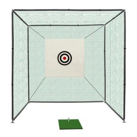 10X10X10FT Golf Practice Net Cage w/ Metal Frame Hitting Net Kit Indoor Outdoor (Option: As Picture)