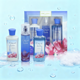 3pcs Set-Sakura Fragrance Shower Gel Set, Japanese Cherry Blossom 10 Fl.oz Shower Gel, 10 Fl.oz Body Lotion, 8 Fl. Oz Body Mist, A Three-piece Ba (Option: City Of Love)
