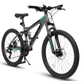 27.5 Inch Full Suspension Mountain Bike with Dual Disc Brakes (Option: grey)