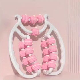 Double-Row 20-Roller Leg Massager (Color: Pink)