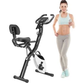 Folding X-Bike Exercise Bike – Upright & Recumbent with 16-Level Resistance (Option: white)