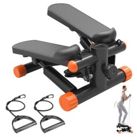 Mini Stepper With Resistance Bands, Portable Full Body Workout Stepper Machine Adjustable Foot Stepper For Fitness (Option: orange)