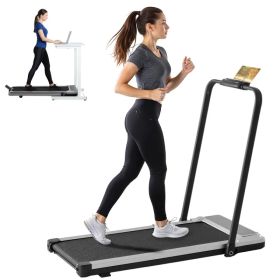 Compact Armless Treadmill, Quiet Under Desk Walking Pad, 200 Lbs Capacity 3 in 1 Portable Walking Treadmill (Option: Silver)