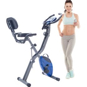 Folding X-Bike Exercise Bike – Upright & Recumbent with 16-Level Resistance (Option: blue)