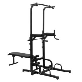 Multi-Function Power Tower with Exercise Chair – 440 lb Capacity (Option: Black)