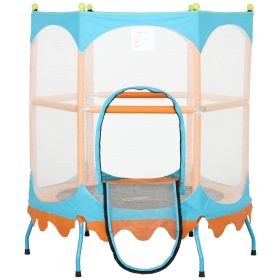 Trampoline for Kids, 4.6FT Mini Toddler Trampoline Indoor Outdoor w/ Safety Enclosure Net, Orange (Option: Orange-890x340x250 mm)