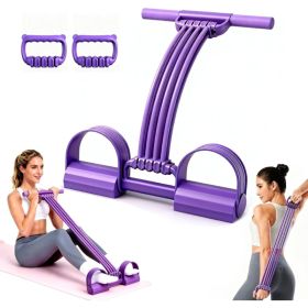 Multifunction Foot Pedal Resistance Bands With Handles, 3 In 1 Tension Rope Elastic Fitness Band For Home Workout, Yoga,Stretching, Full Body (Option: purple)