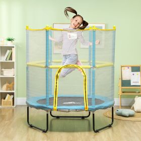 Trampoline for Kids with Safety Enclosure Net (Option: Light Blue-880x400x235 mm)