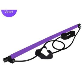 Multifunctional Pilates Stick With Resistance Band For Body Shaping (Option: purple)