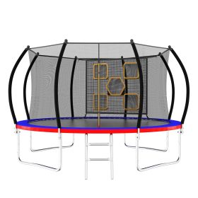 12FT Trampoline With Enclosure And Ladder  For Kids (Option: Blue Red)