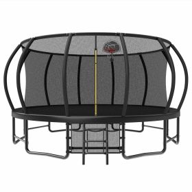 16 FT Outdoor Trampoline with Safety Enclosure (Option: Black)