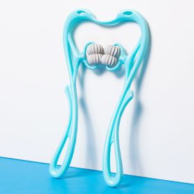 Multifunctional Manual Six-wheel Neck Massager Massage Relieve Roller Massage Tool (Color: Blue4 Wheels)