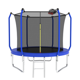 10FT Trampoline With Basketball Hoop And Enclosure Net (Option: blue)