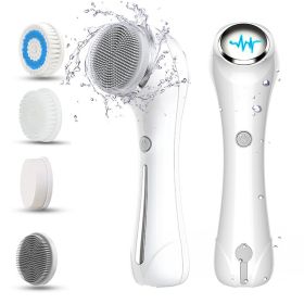 Facial Cleansing Brush, Brush For Exfoliating, IPX7 Waterproof 3 In 1 For Massaging, Deep Cleansing Rechargeable With 4 Brush Head Replacements, (Option: W13535453)