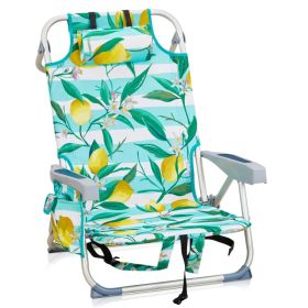 63*65*82cm Short Oxford Cloth Silver White Aluminum Tube Bearing 100kg Beach Chair Lemon (Option: As Picture)