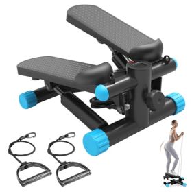 Mini Stepper With Resistance Bands, Portable Full Body Workout Stepper Machine Adjustable Foot Stepper For Fitness (Option: blue)