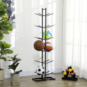 12-Ball Sports Rack, Ball Holder Basketball Rack for Garage, Classroom or Gym, Athletic Gear Organizer (Option: Black-640x450x160 mm)