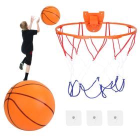 Silent Basketball with Ball Hoop Foam Bouncing Silent Basketball Uncoated High Density Foam Ball Indoor Low Noise Training Ball (Option: with Hoop)